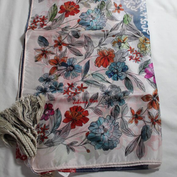 NWT Johnny Was Biya JWLA 3J Workshop Tango Silk Scarf Wrap Shawl Tassels… - Picture 3 of 8